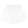 women's white scalloped short