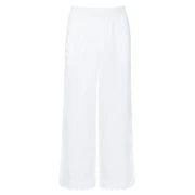 women's white linen scalloped beach pant