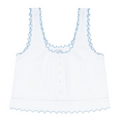 women's white scalloped button up tank