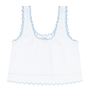 women's white scalloped button up tank