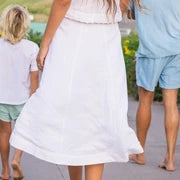 women's white linen wrap skirt