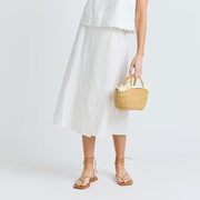 women's white linen wrap skirt