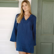 women's oyster blue linen tunic dress
