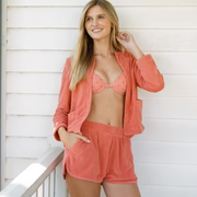 women's sailor red french terry jacket
