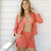 women's sailor red french terry shorts