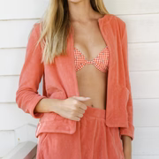 women's sailor red french terry jacket