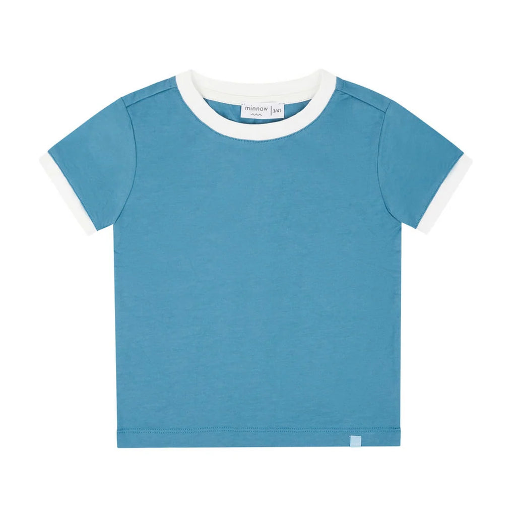 unisex cerulean blue ringer tee